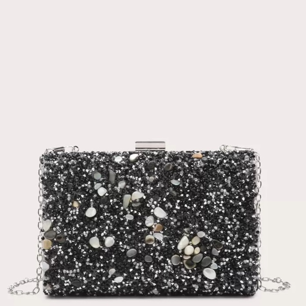 Boutique | Black Glitter Bling Rhinestone Clutch Purse